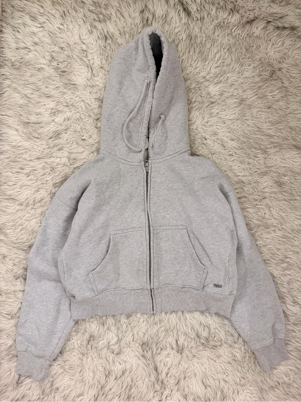 TNA Cozy Sweatfleece Boyfriend Fit Zip Hoodie - Heather Chrome